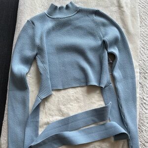 Zara Blue Backless Crop Sweater